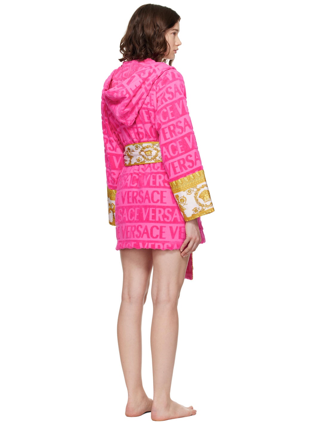 Pink 'I Heart Baroque' Short Bathrobe - 3