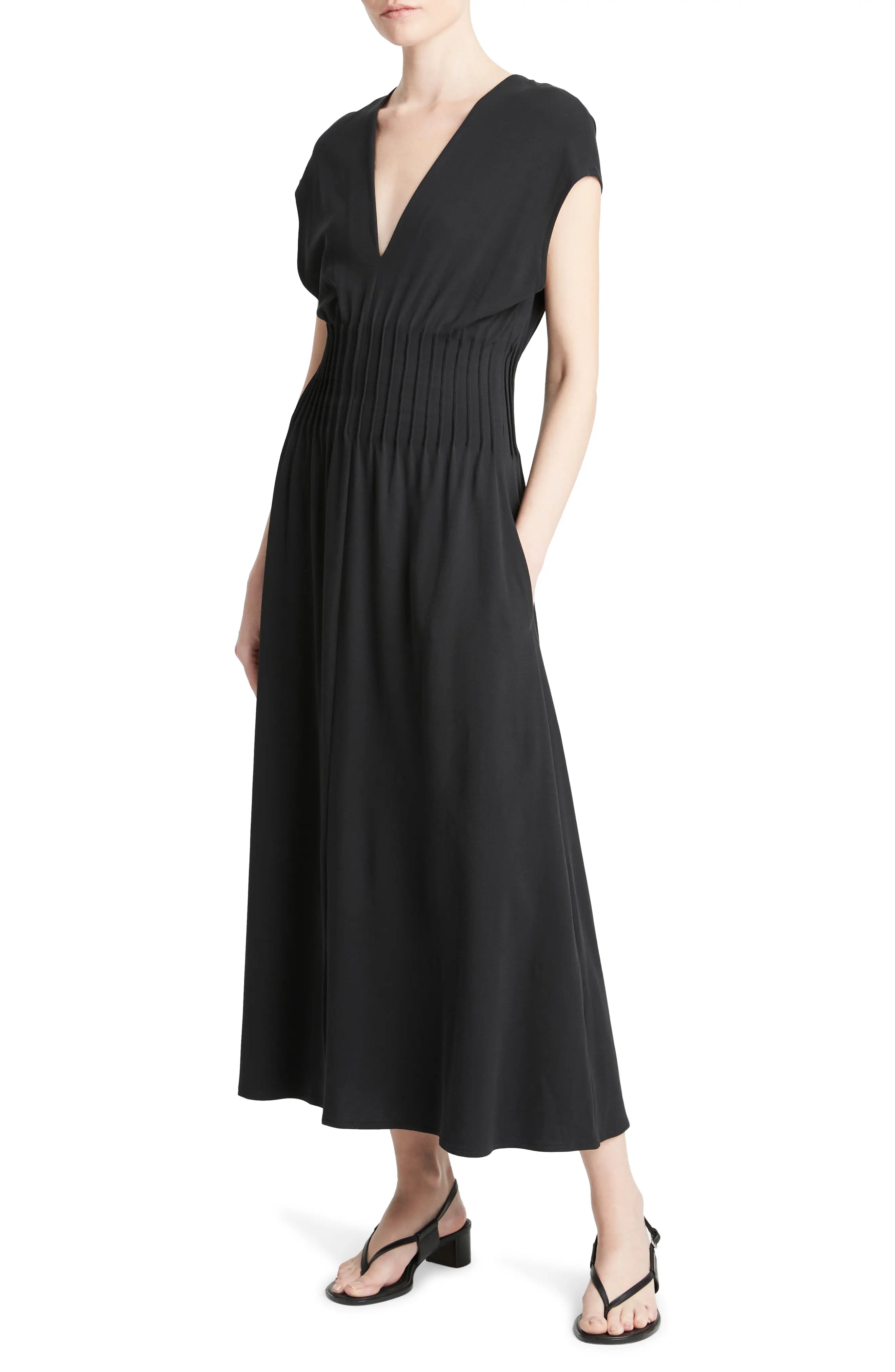 Pintuck V-Neck Maxi Dress - 3