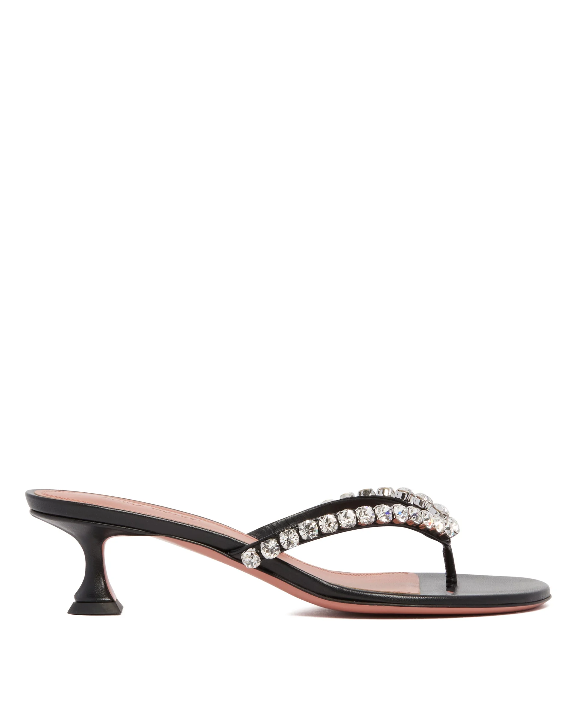 Black Crystal-Embellished Thong Sandals - 1