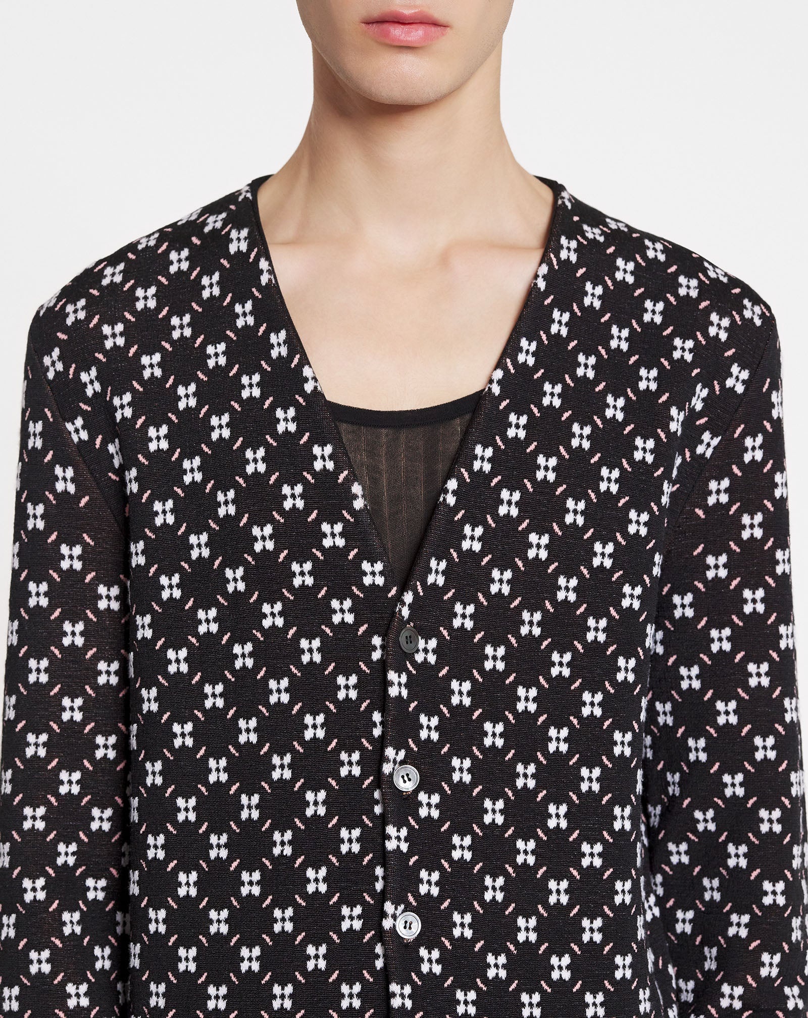 FLORAL JACQUARD BOXY CARDIGAN - 5