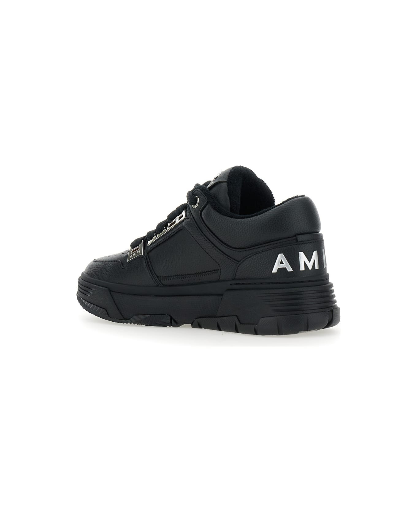 Black Sneakers With Logo Patch On The Side And Logo Lettering On The Rear In Leather Man - 3