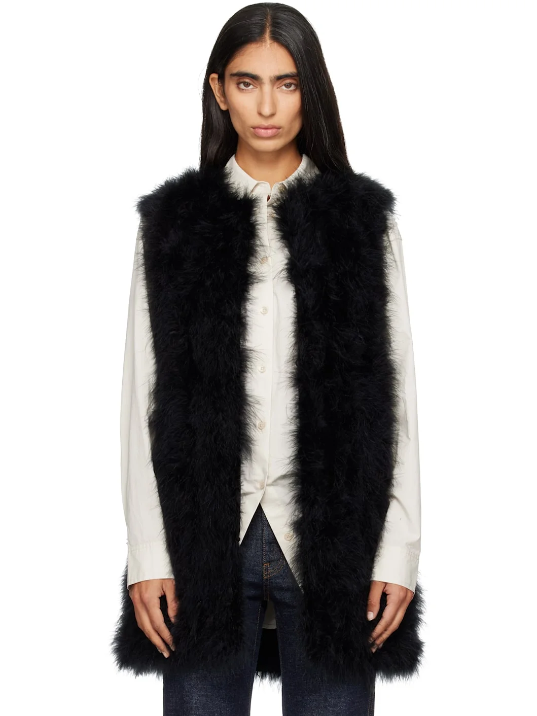 Black Turkey Feather Vest - 1