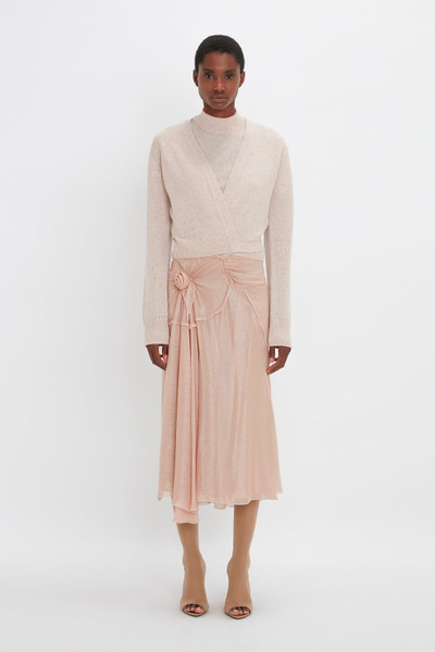 Victoria Beckham Wrap Front Cardigan In Nougat outlook