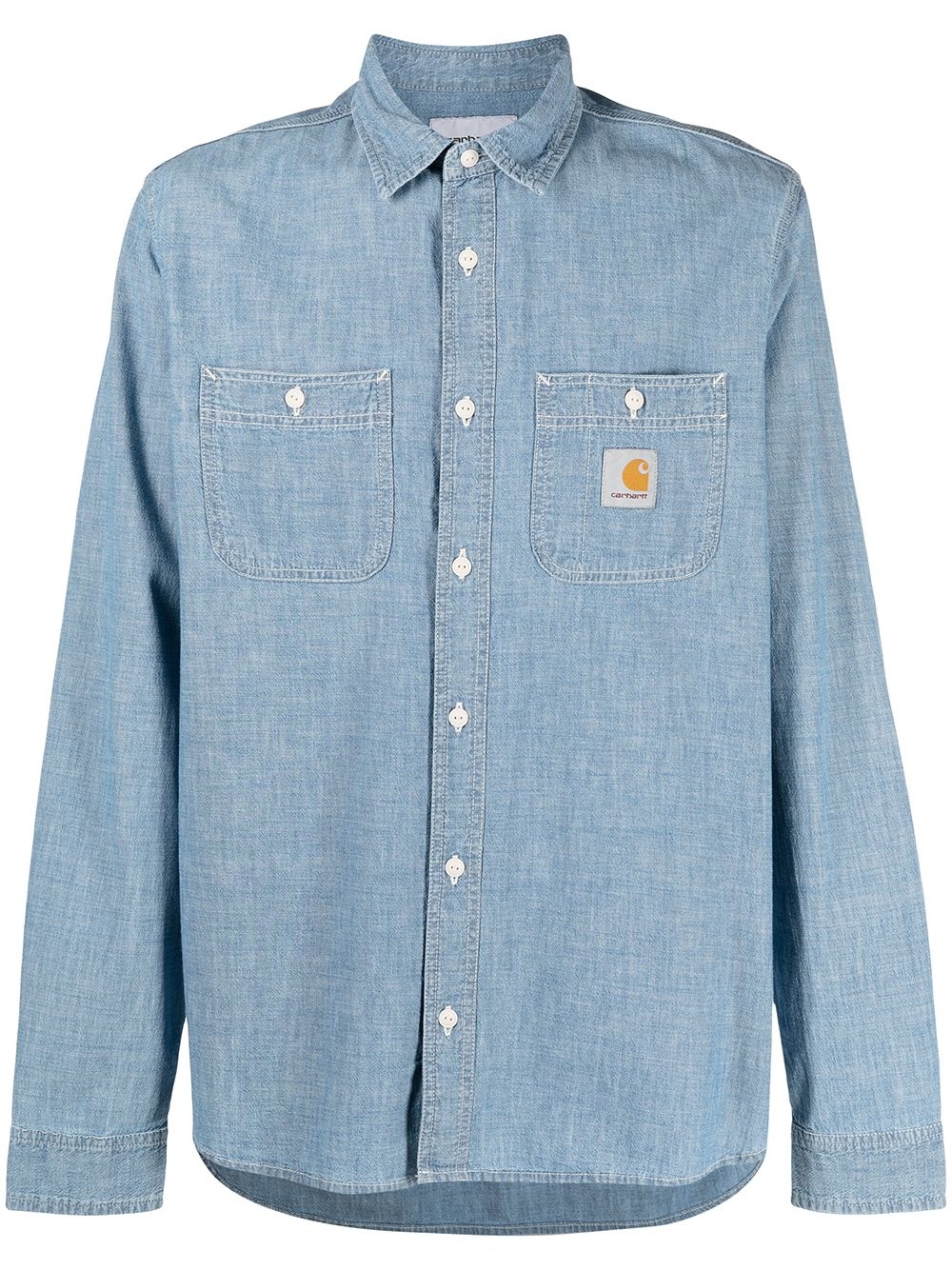 logo-patch cotton denim shirt - 1