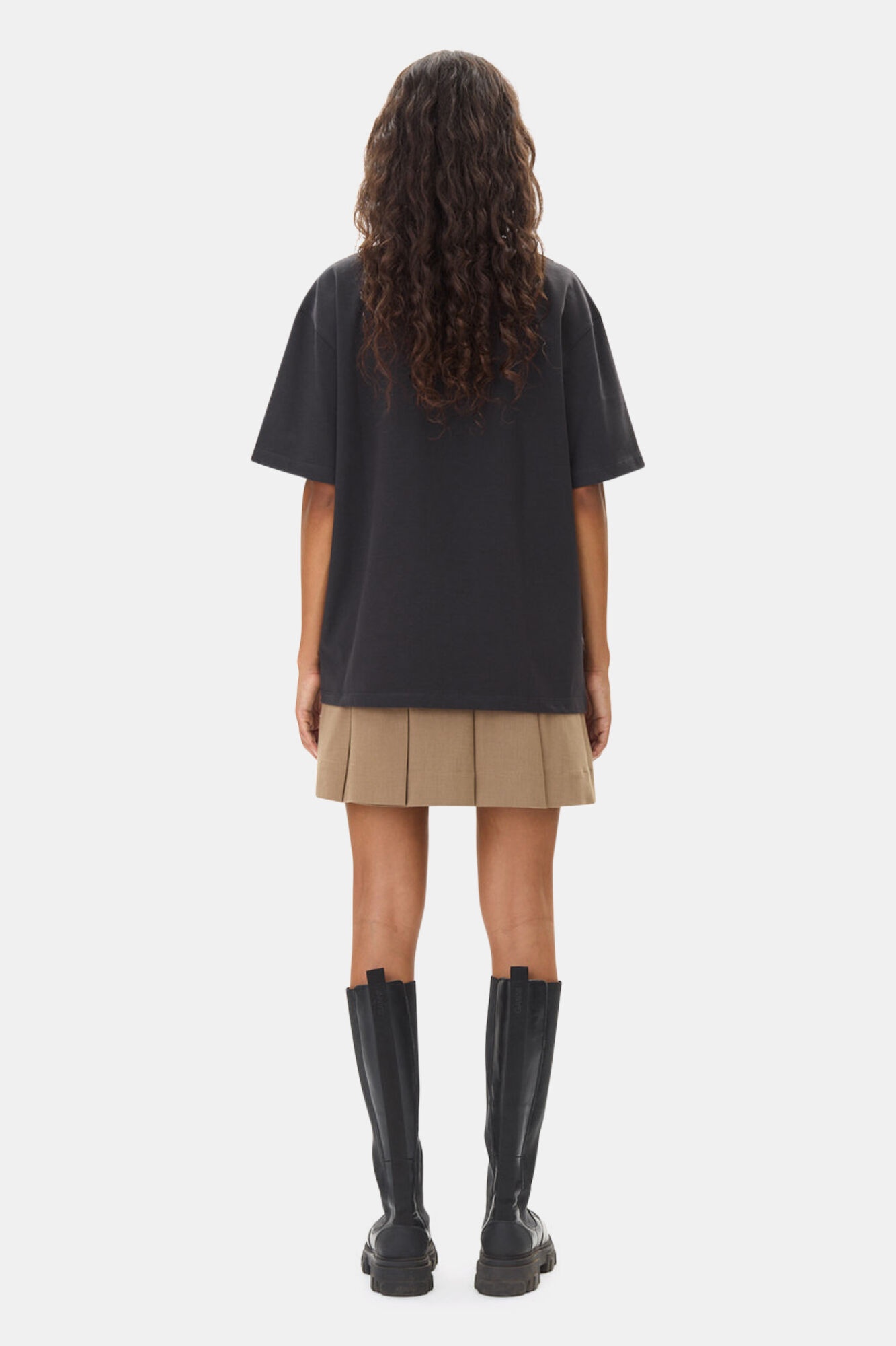 BLACK HEAVY COTTON DROP SHOULDER FRINGE T-SHIRT - 5