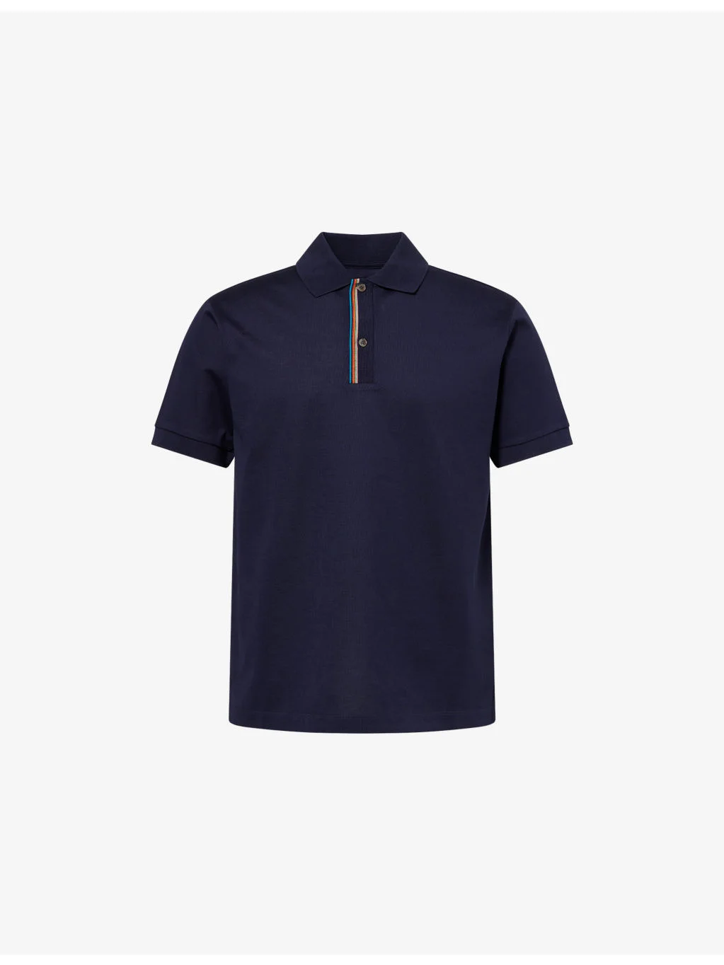 Stripe-Trim Short-Sleeve Cotton Polo T-Shirt - 1