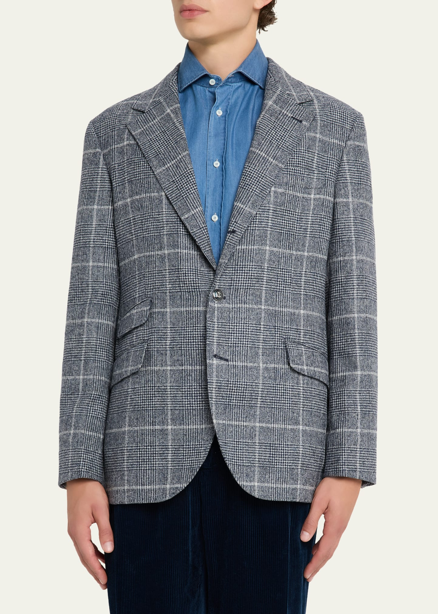 Men's Overplaid Metal-Button Sport Coat - 4