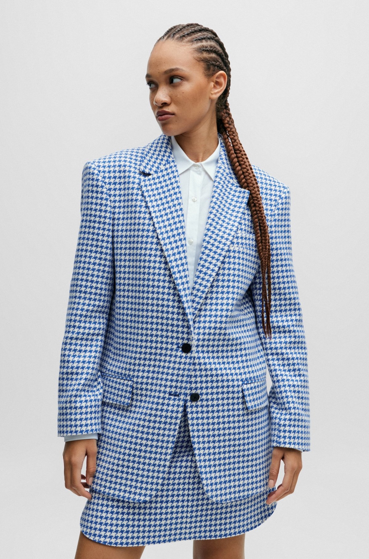 OVERSIZE-FIT JACKET IN A HOUNDSTOOTH COTTON BLEND - 2