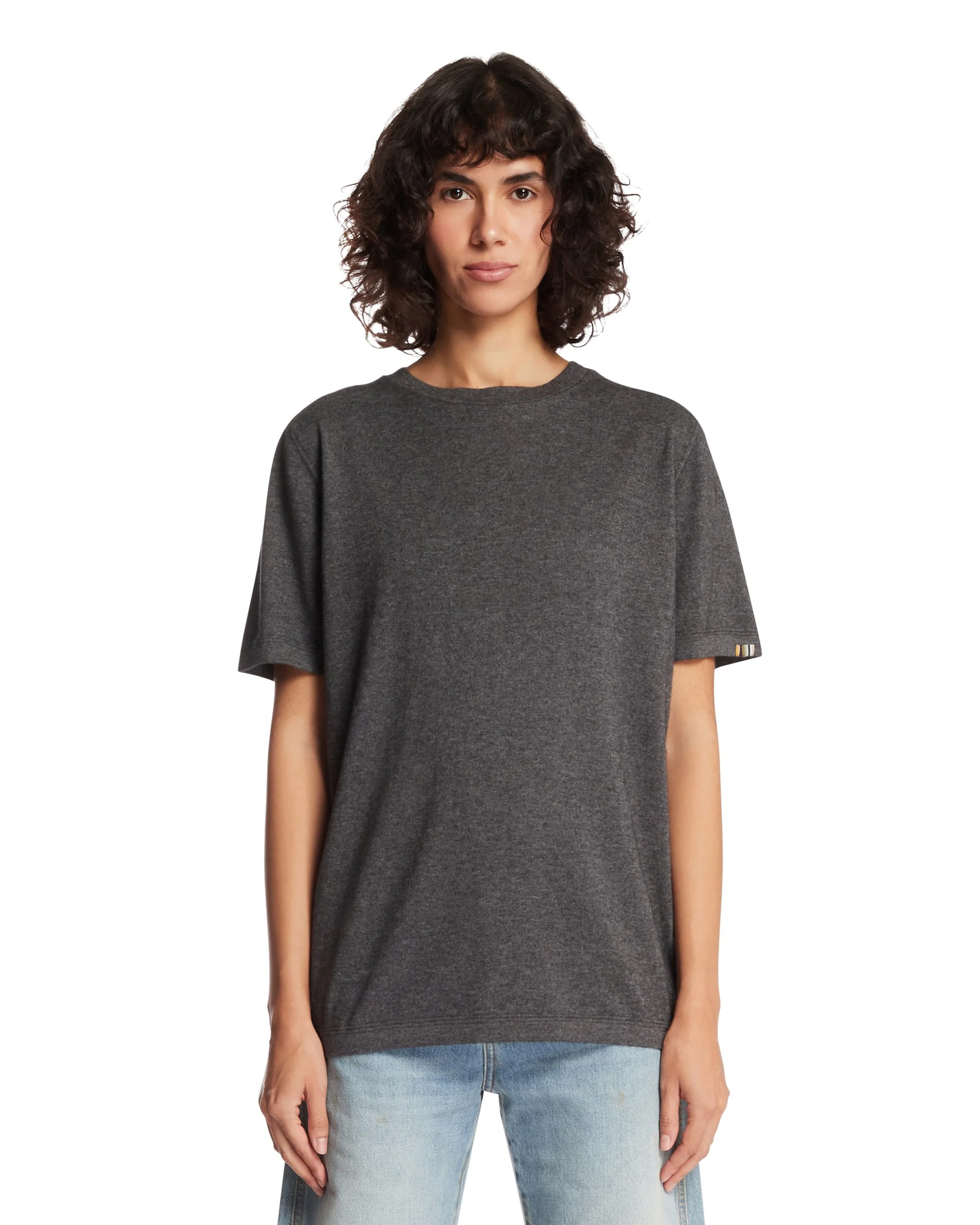 Gray Cotton-Cashmere T-Shirt - 1