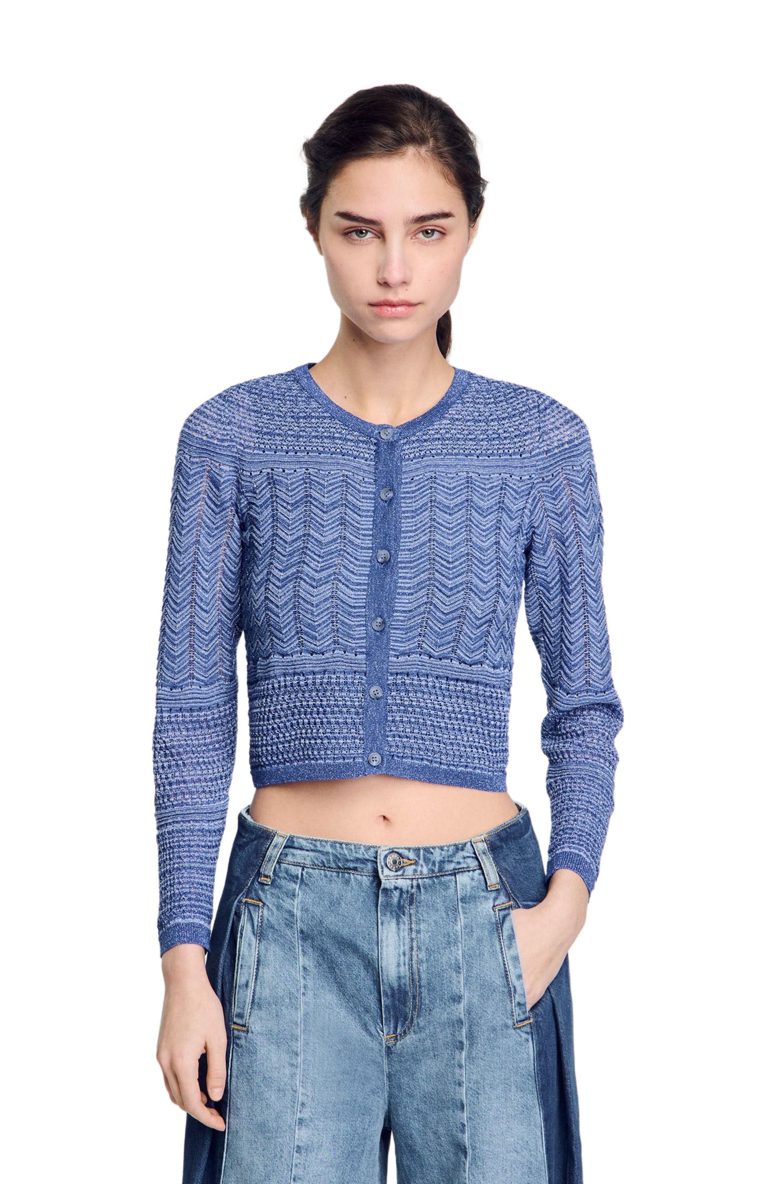 SANDRO Glitter knit cardigan in Royal Blue at Nordstrom - 1