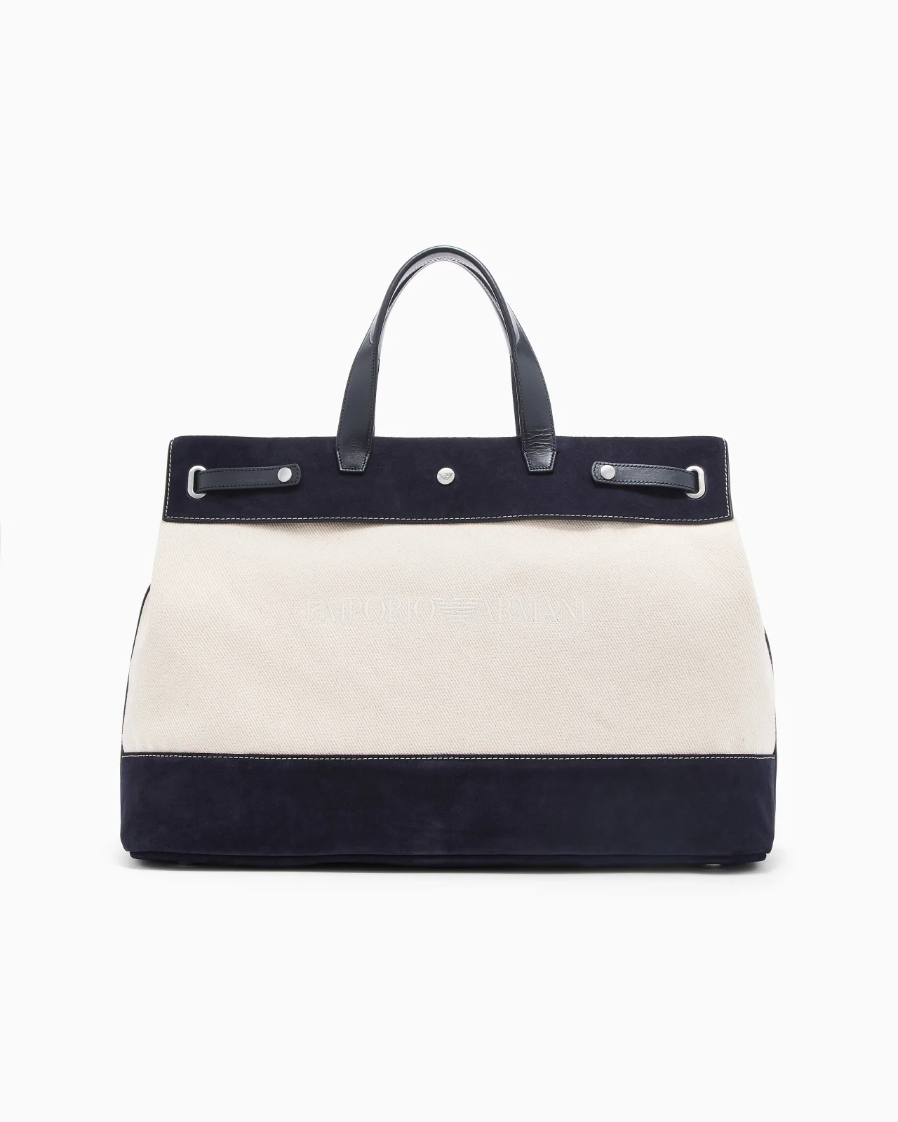 CANVAS SHOPPER BAG WITH LEATHER DETAILS - 1