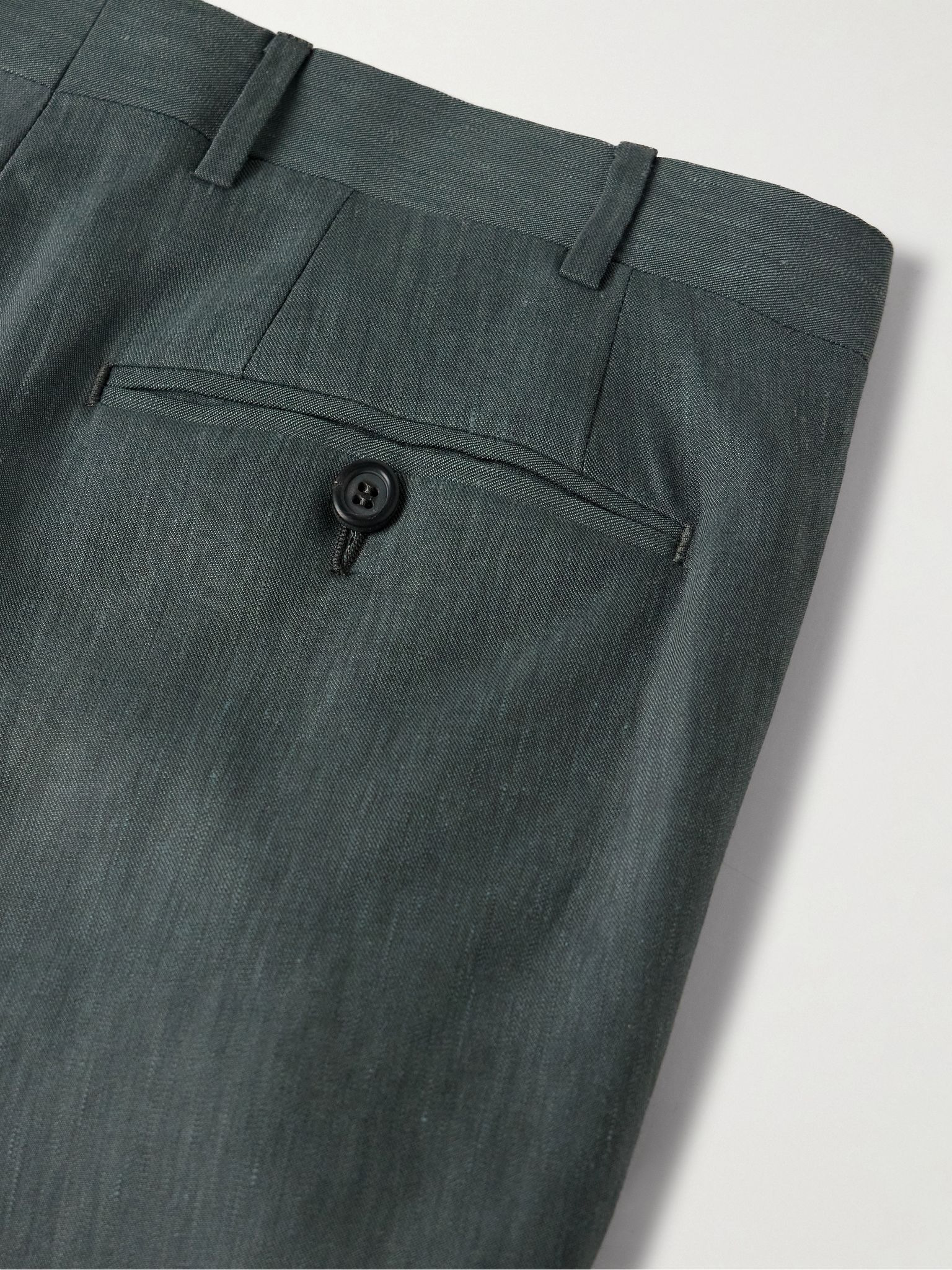 Slim-Fit Linen and Wool-Blend Suit Trousers Petrol - 5
