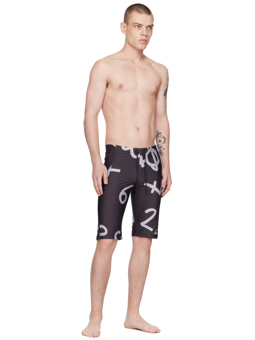 Black Printed Swim Shorts - 4