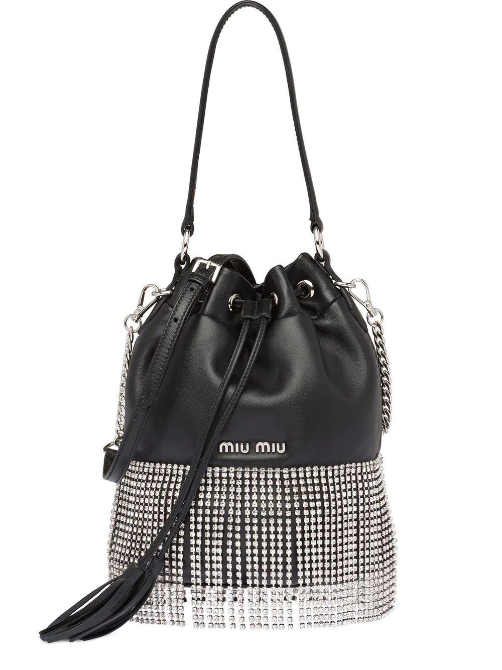 embellished fringed bucket bag - 1