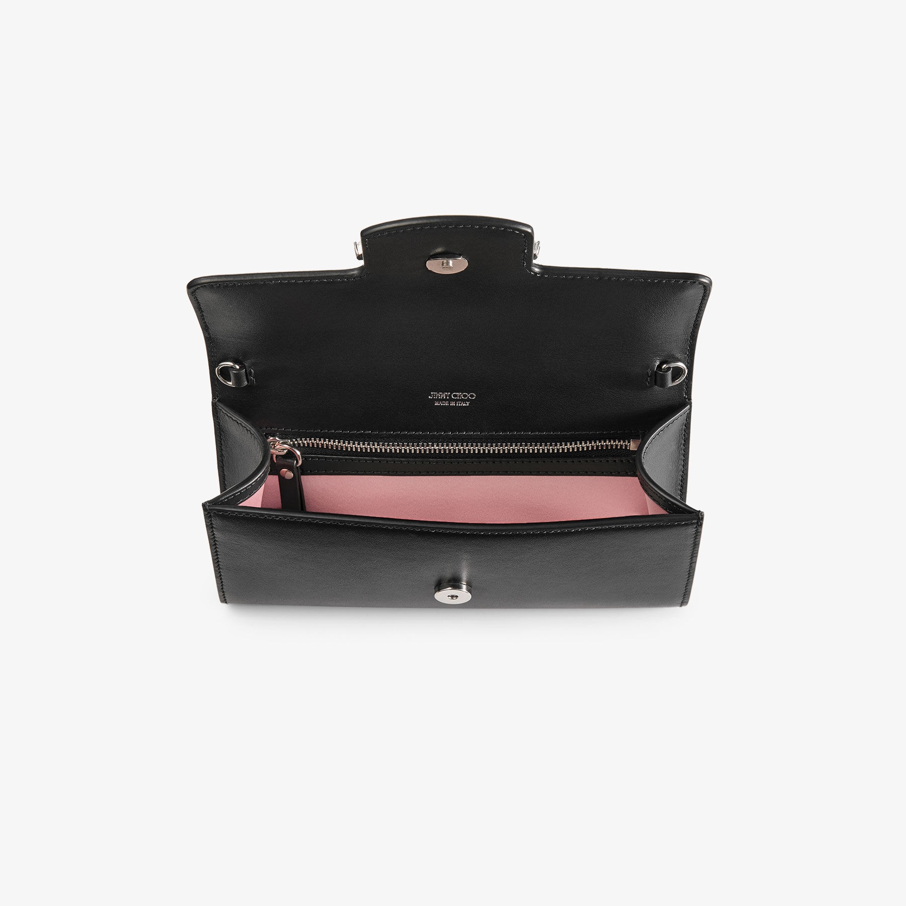 Bing Wallet Chain
Black Leather Mini Shoulder Bag with Crystal Piece - 5