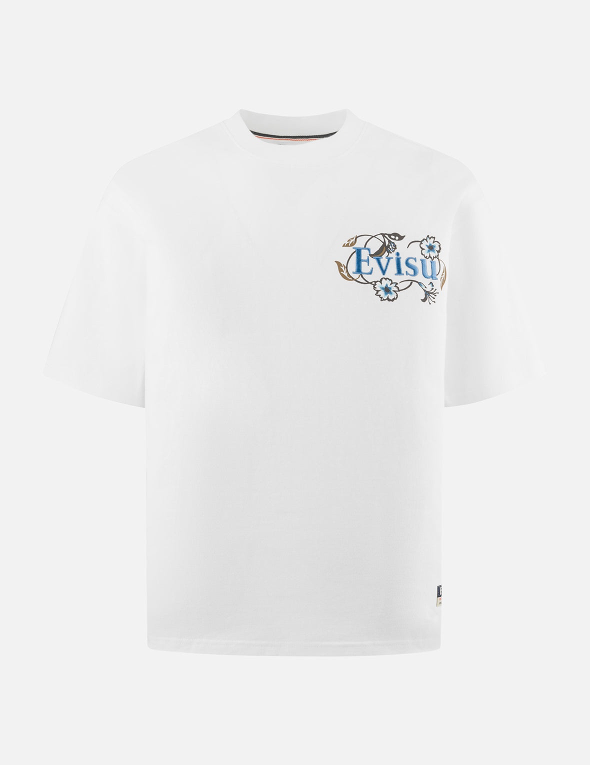 Floral Daicock and Logo Embroidery Loose Fit T-Shirt - 1