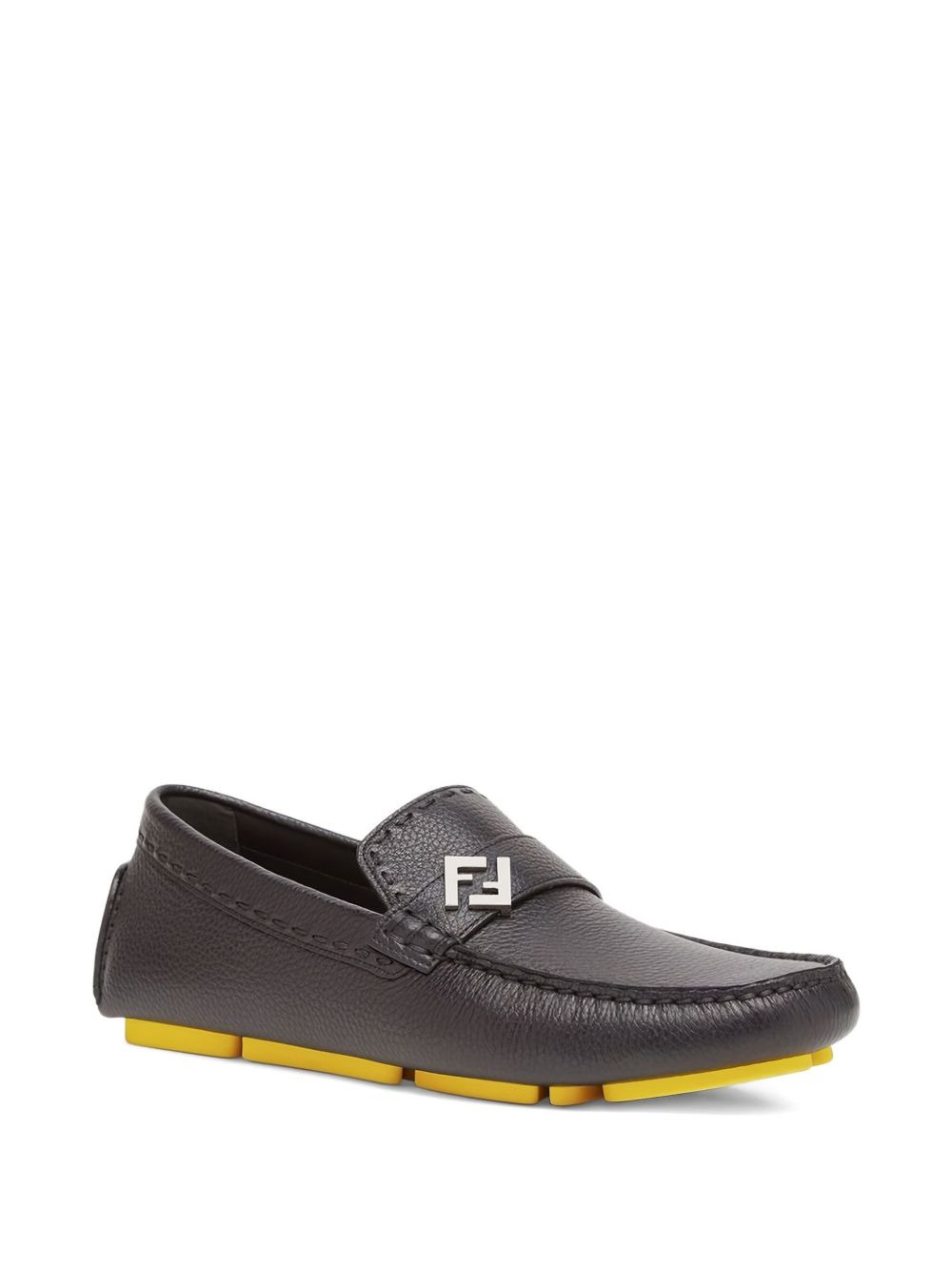 leather FF logo loafers - 2