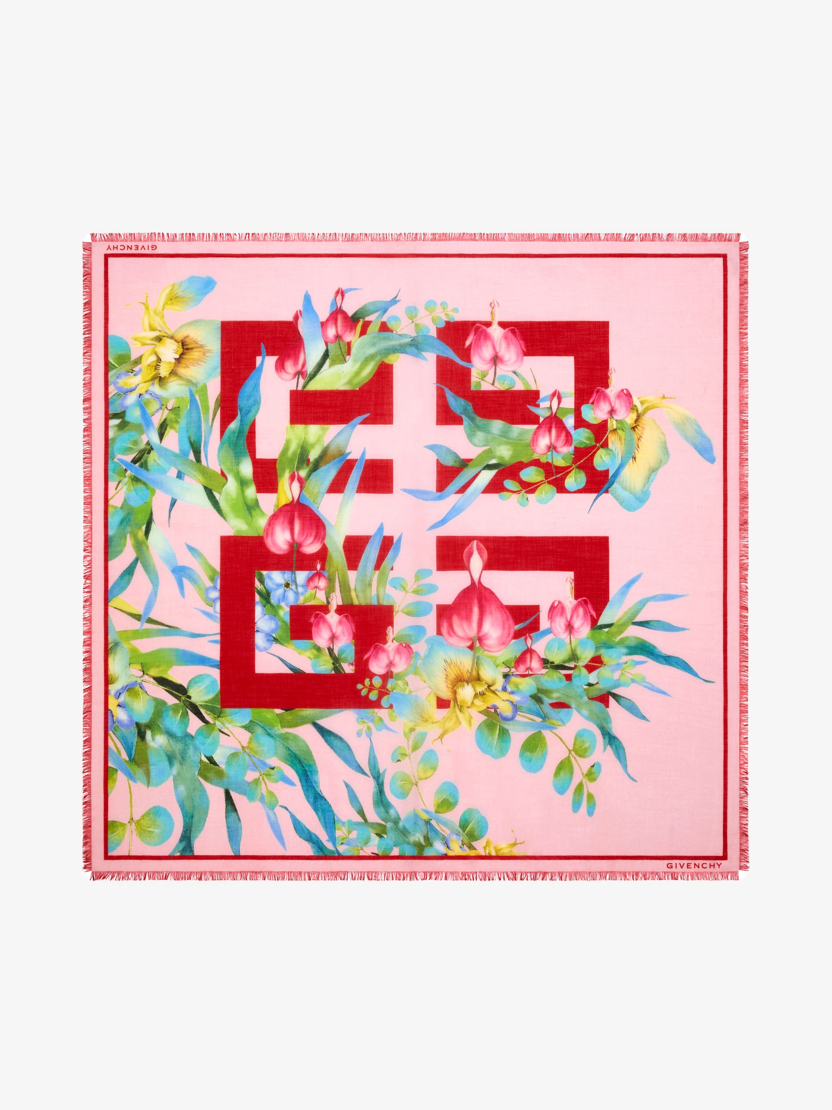 SHAWL IN CASHMERE AND SILK WITH 4G FLOWERS PRINT - 1