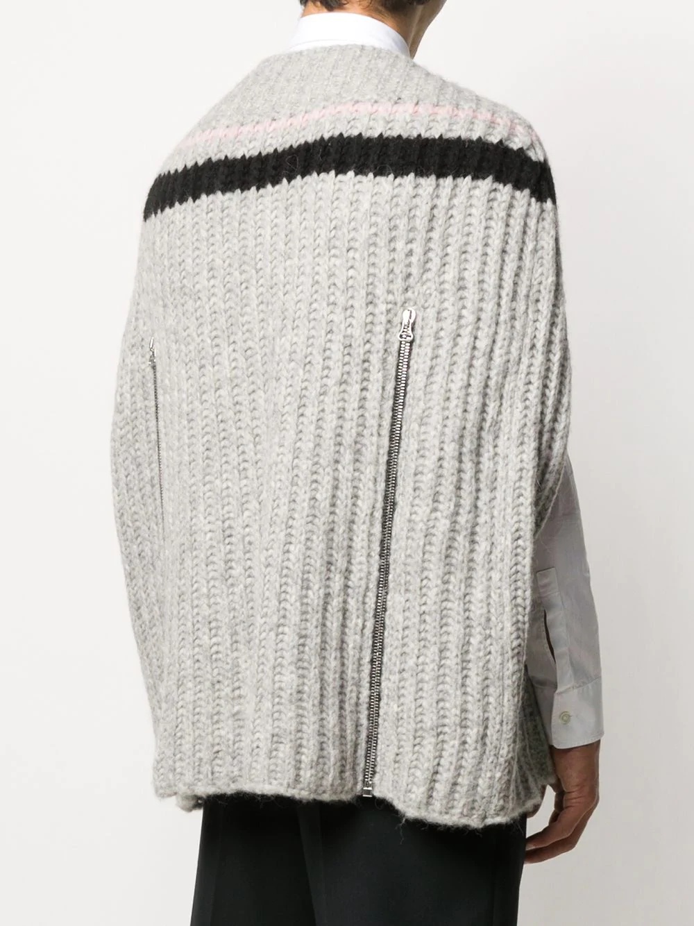 zip-up sleeve knitted jumper - 4