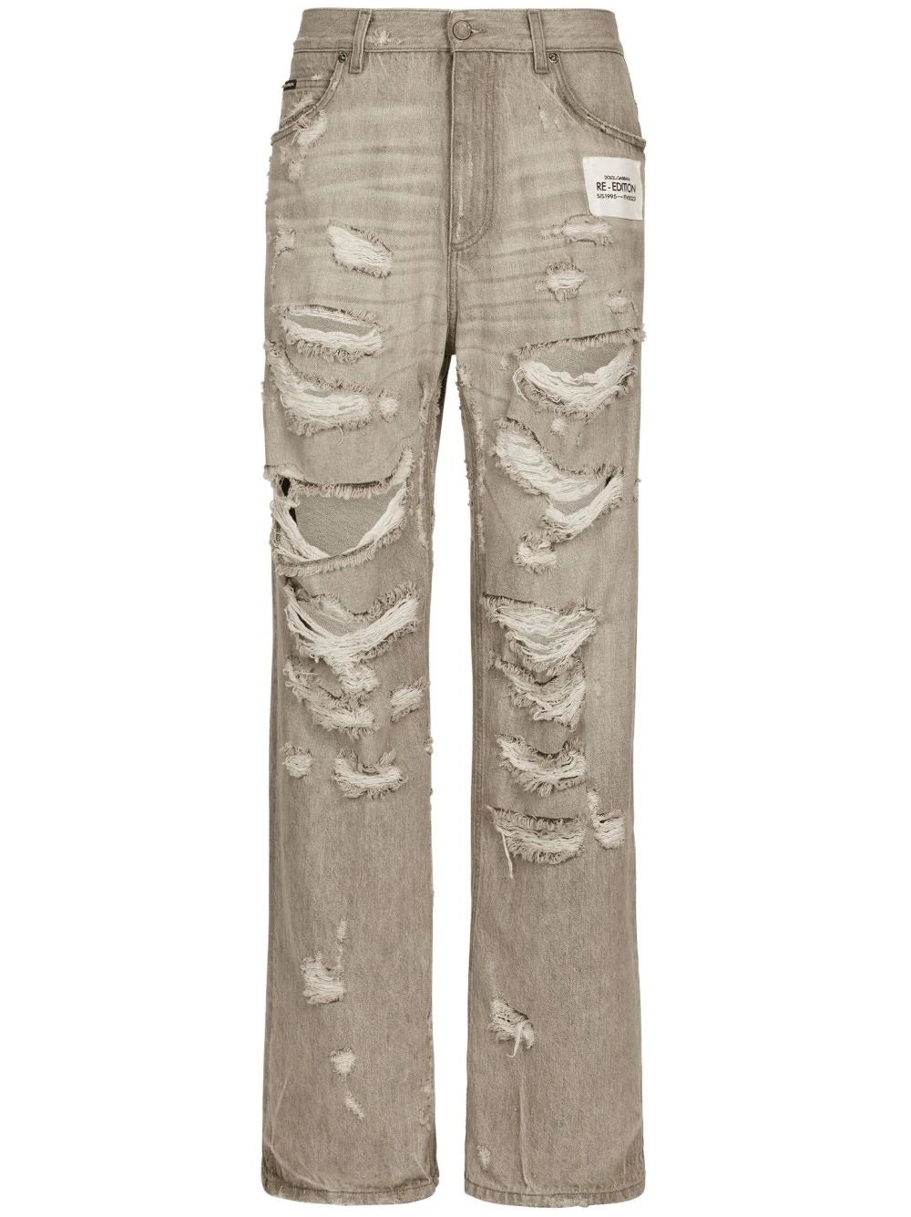 DISTRESSED STRAIGHT-LEG JEANS - 1