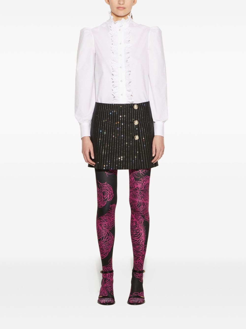 rhinestone-embellished pinstripe miniskirt - 2