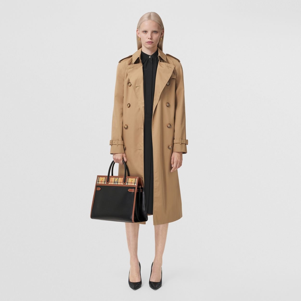 Medium Leather and Vintage Check Two-handle Title Bag - 6