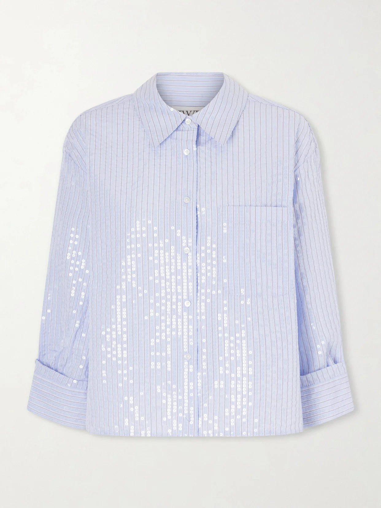 Striped Sequined Cotton-poplin Shirt - 1