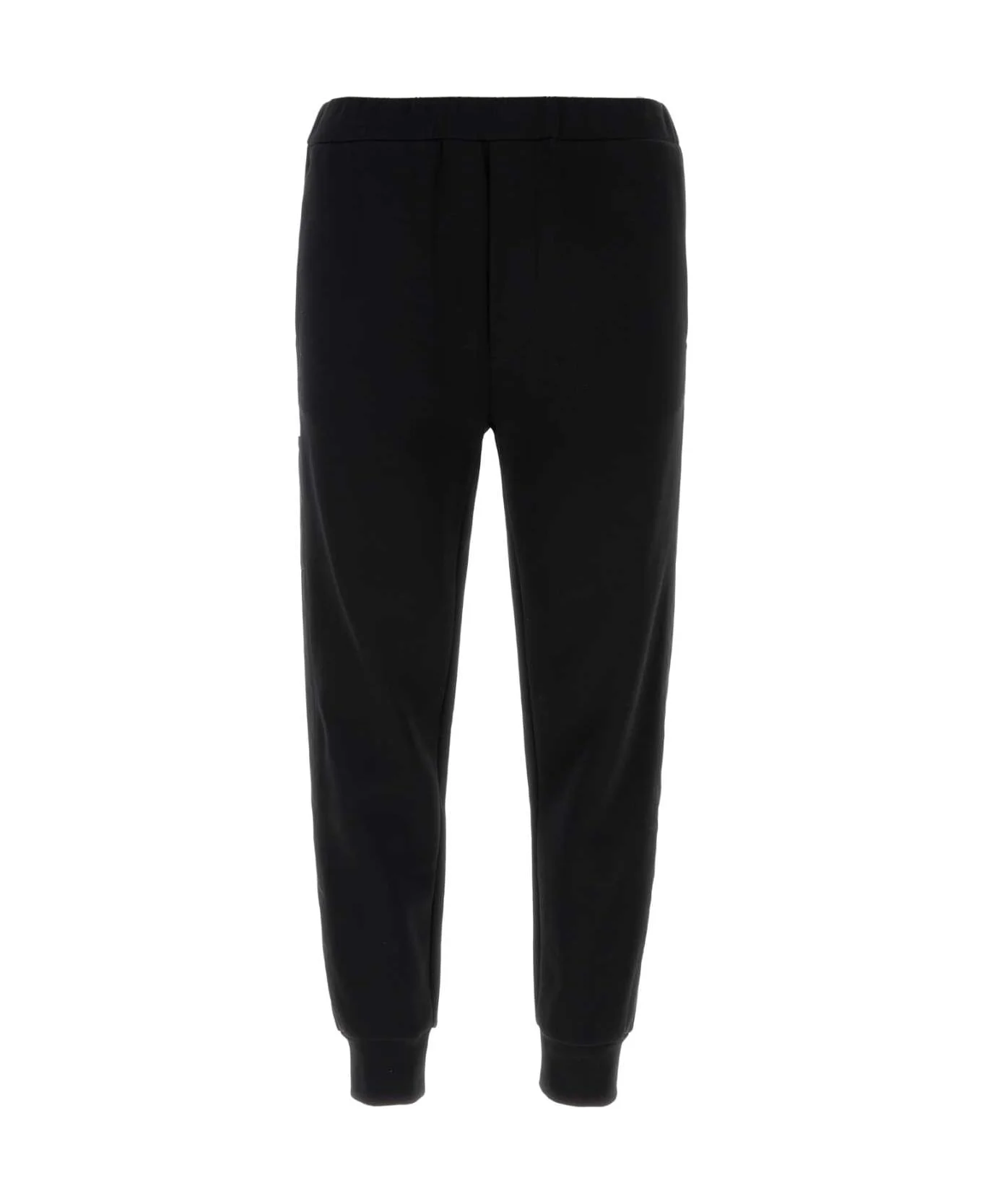 Black Cotton Blend Joggers - 1