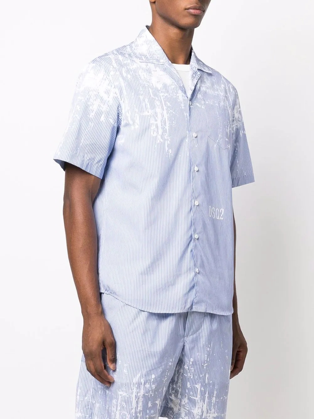 pinstripe paint-effect short-sleeve shirt - 3