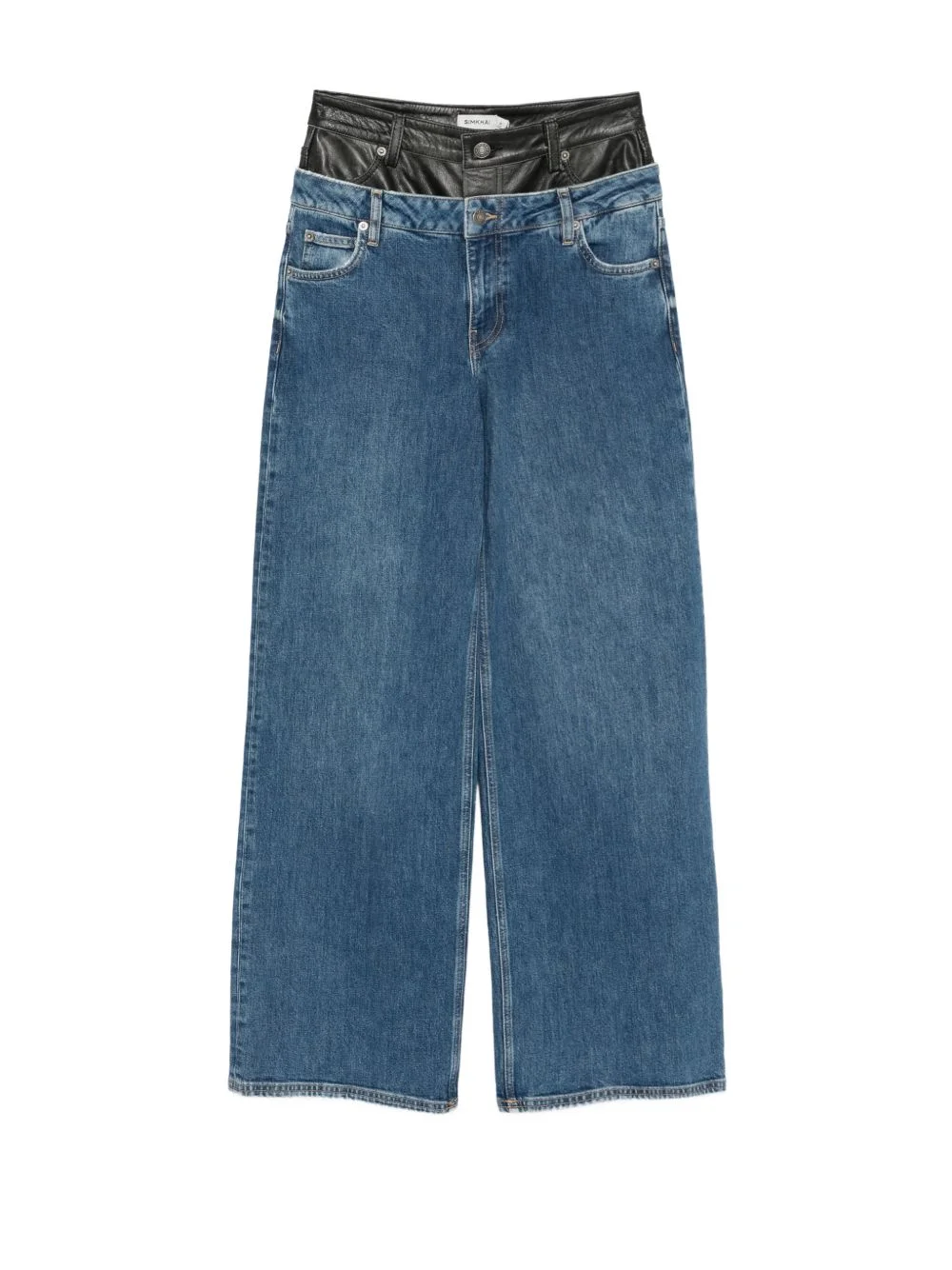 layered-waistband jeans - 1