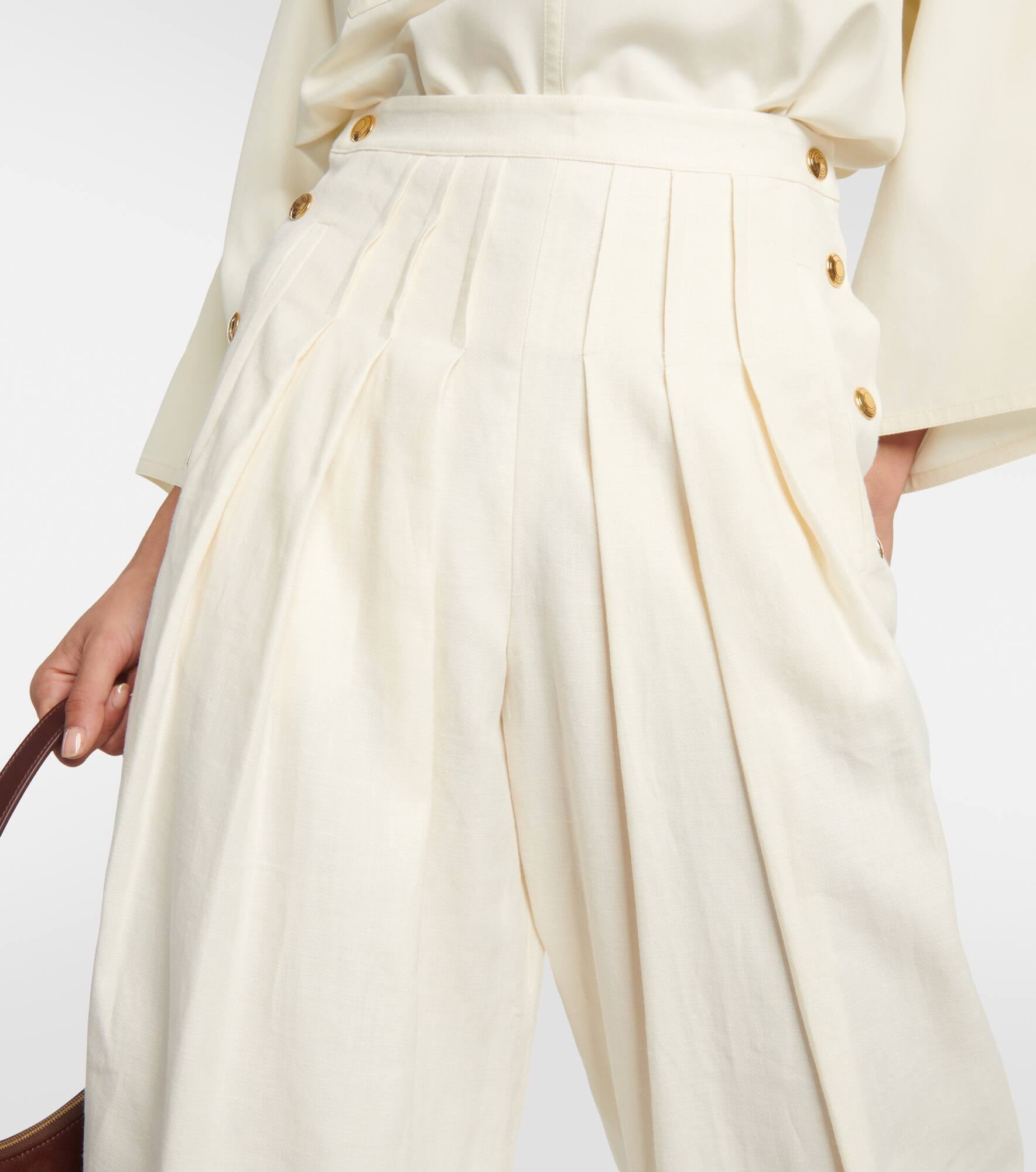 High-rise tapered linen and wool pants - 4