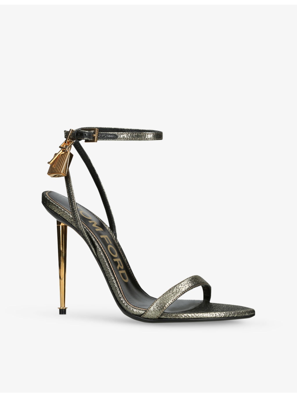 Padlock 105 Metallic-Leather Heeled Sandals - 3