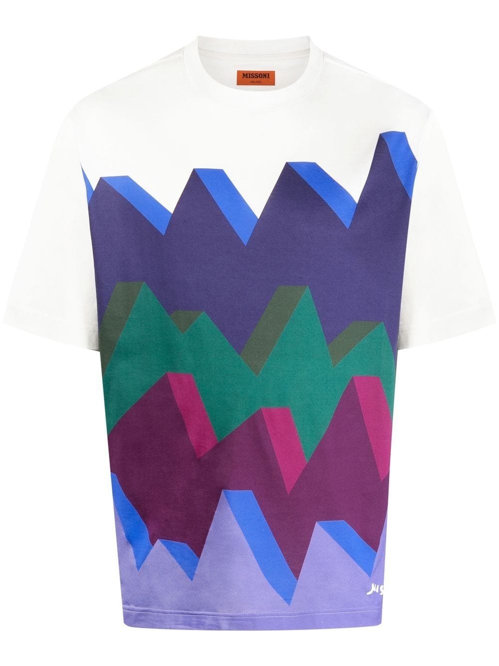 zigzag-print cotton T-shirt - 1