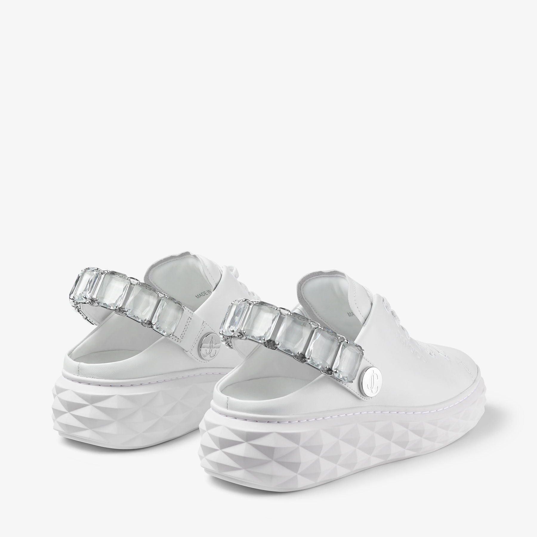 Diamond Maxi Crystal
White Nappa Leather Slipper Trainers with Crystal Strap - 6