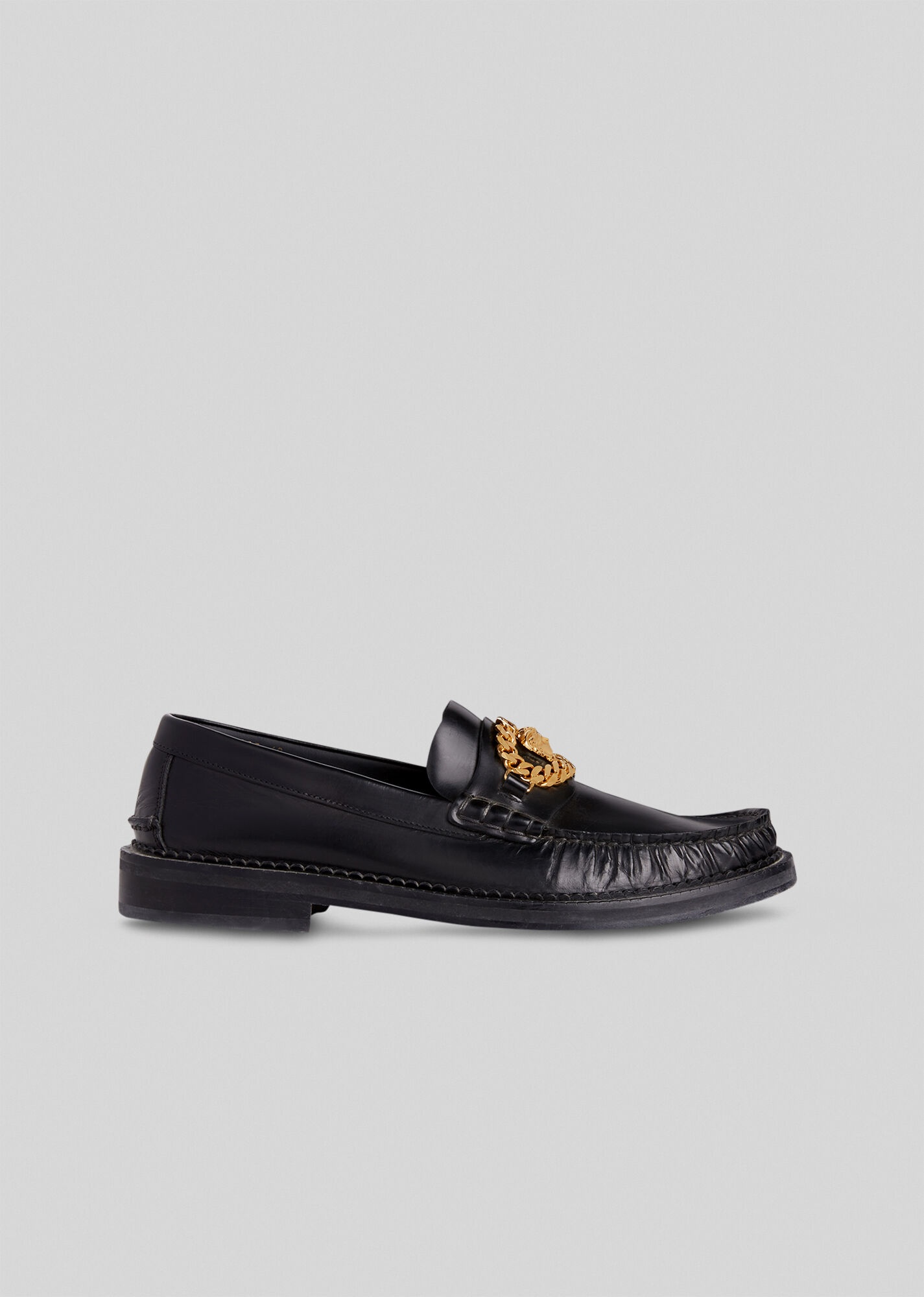 Medusa Chain Leather Loafers - 1