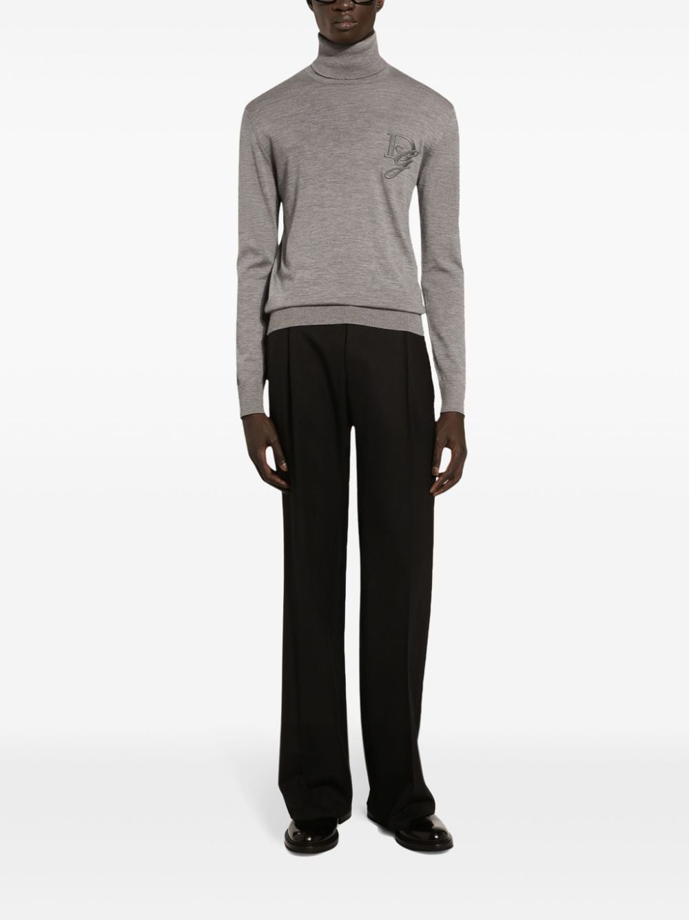 logo-embroidered cashmere turtleneck - 2