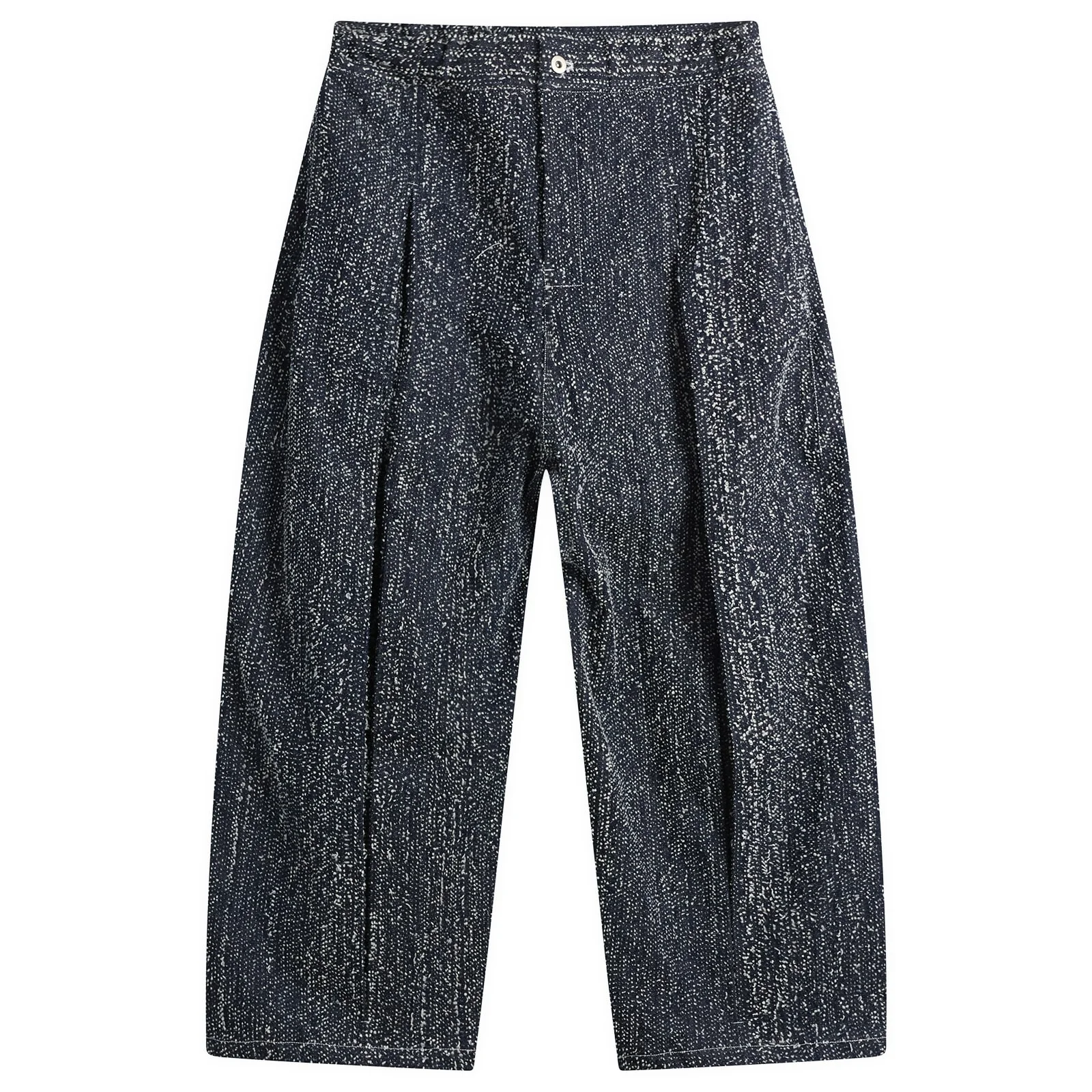 Sage Nation Box Pleat Needle Punch Denim Jeans - 1