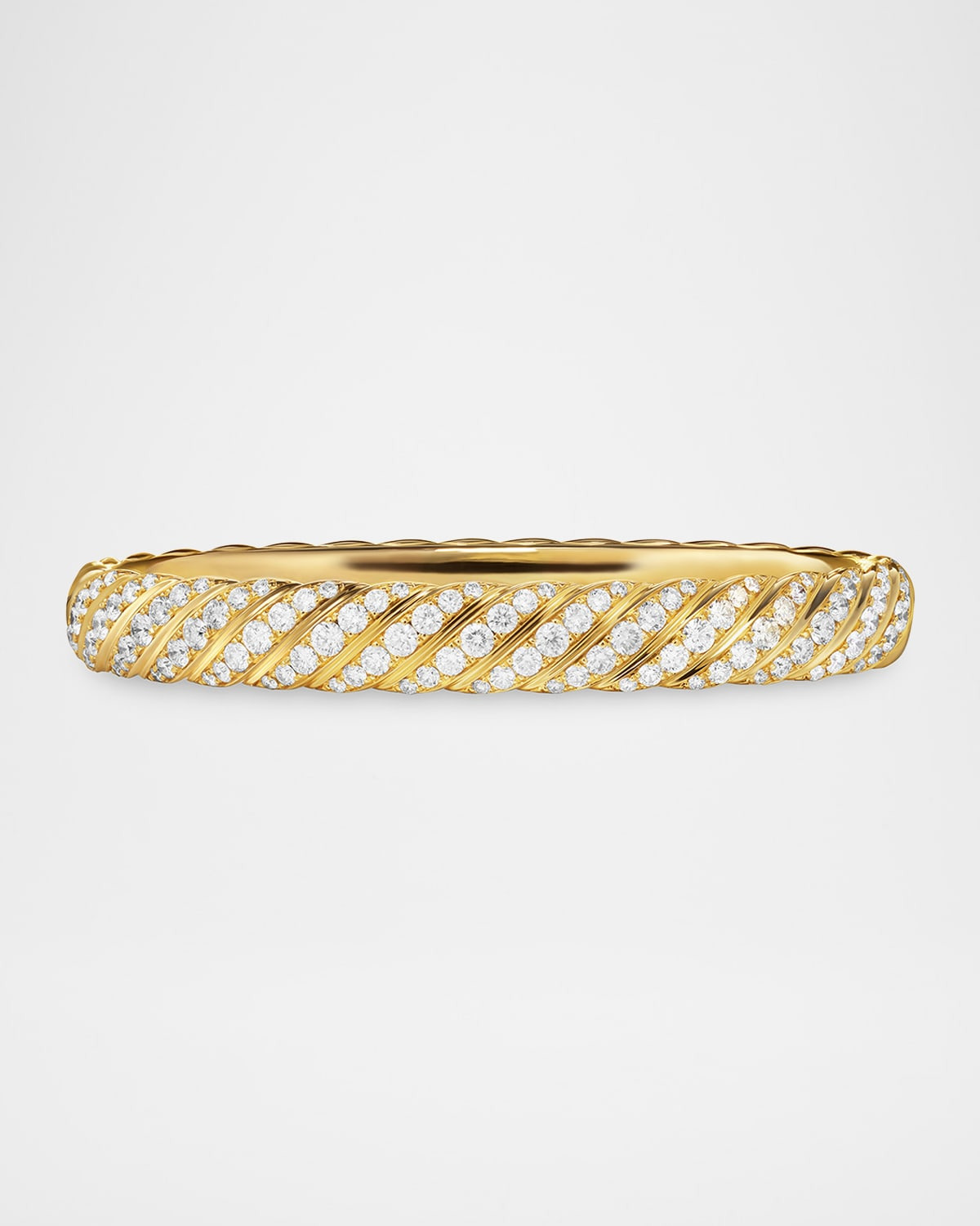 Sculpted Cable Bracelet with Diamonds in 18K Gold, 8mm - 1