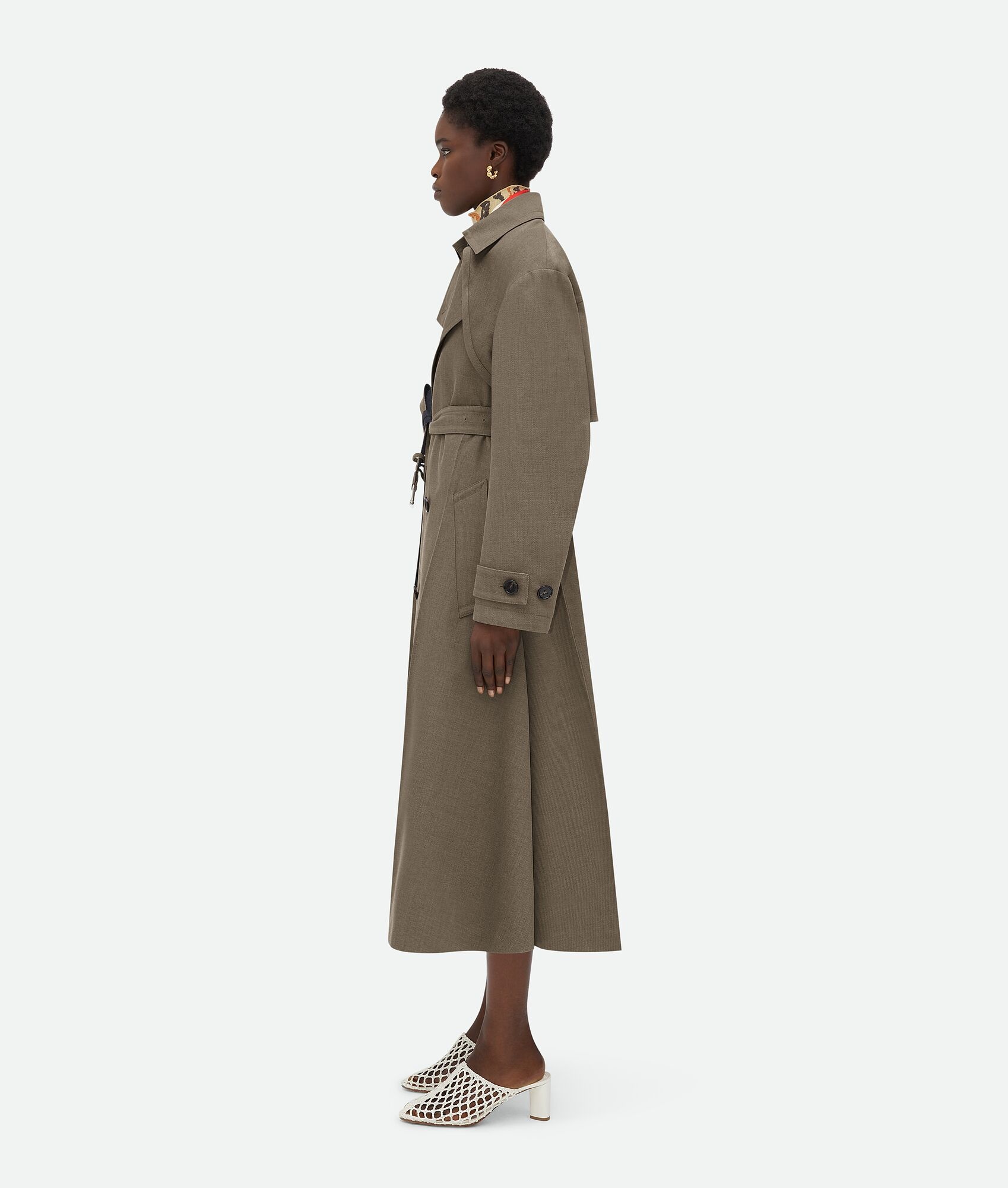 Multicolor Wool Twill Trench - 2