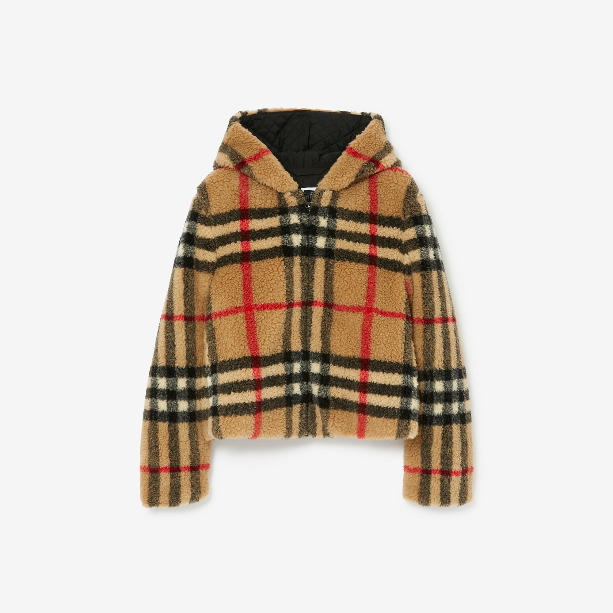 Check Fleece Hooded Jacket - 1