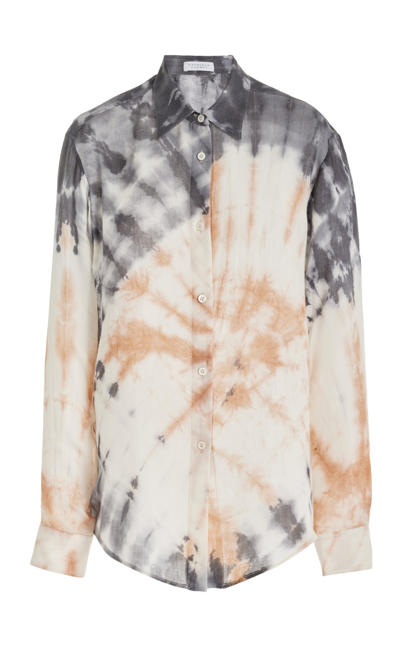 Ferrara Shirt in Camel Multi Print Cashmere Silk 1