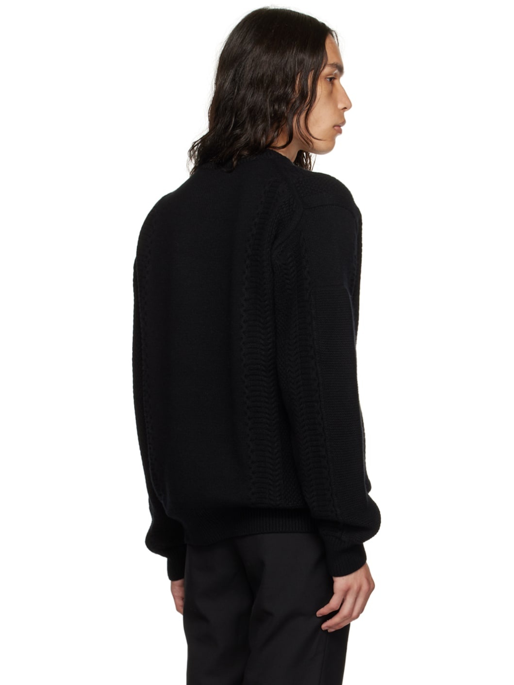 Black Square Patch Sweater - 3