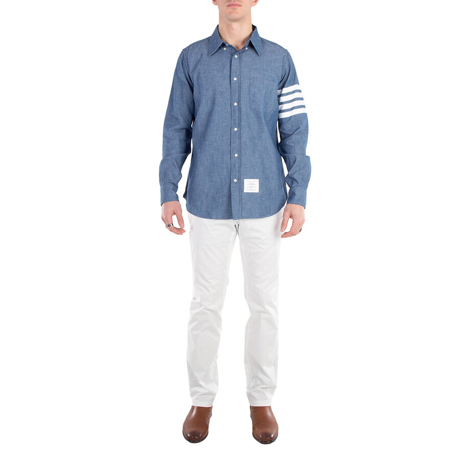 Thom Browne Men's Chambray 4-Bar Shirt - 4