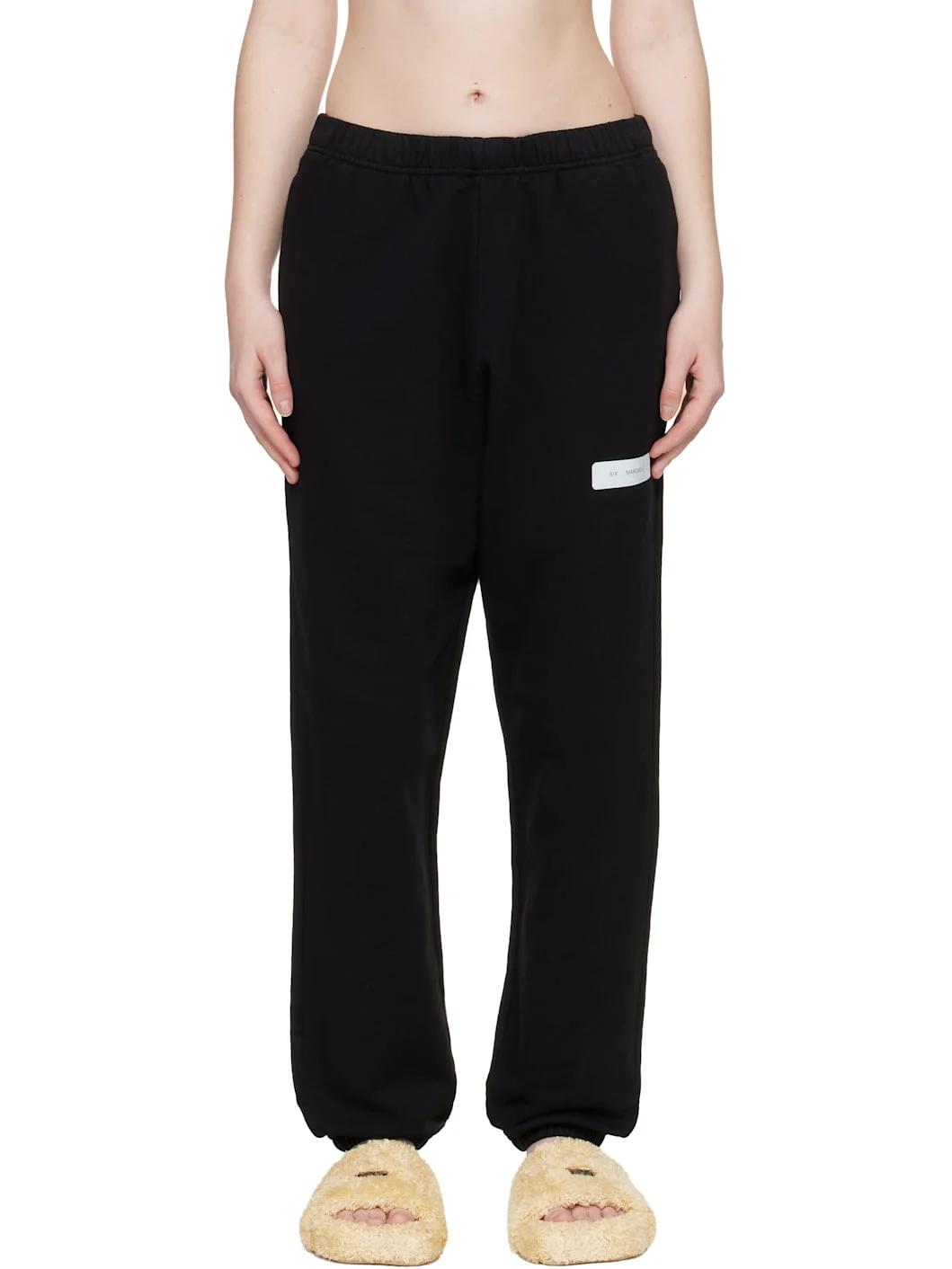 Black Unbrushed Cotton Sweatpants - 1