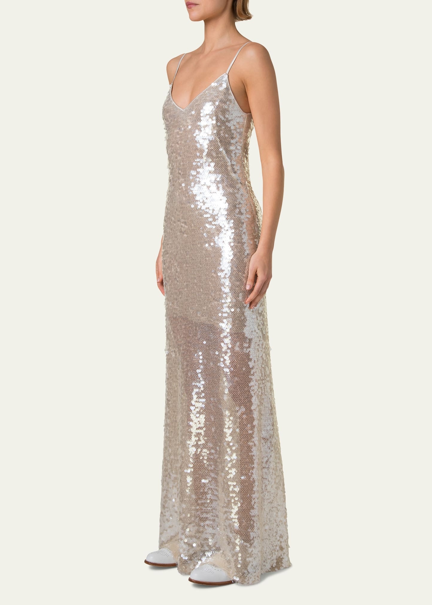 Sleeveless Sequin Gown - 4