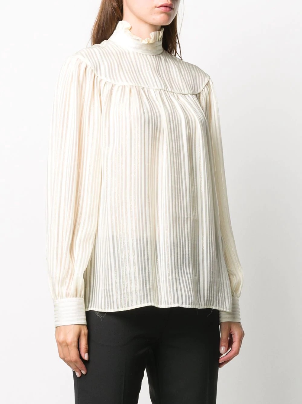 high neck striped silk top - 3