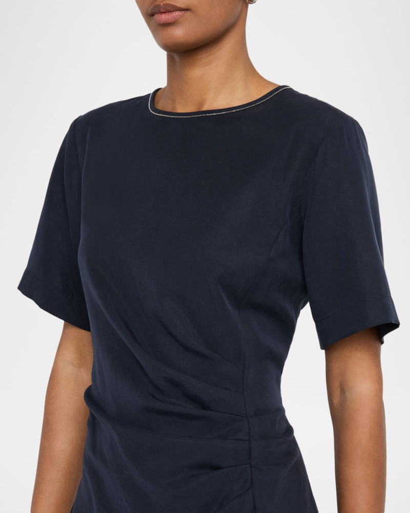 Ruched Punto Luce Viscose Midi Dress 5