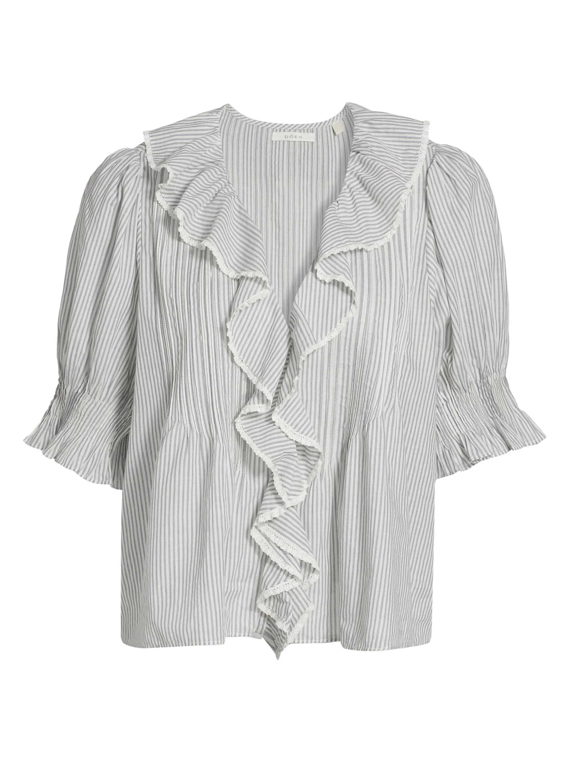 Women's Henri Striped Cotton Puff Sleeve Top - Adelaide Stripe - 1