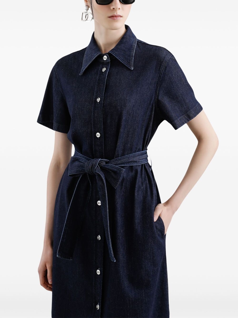 belted denim dress - 4