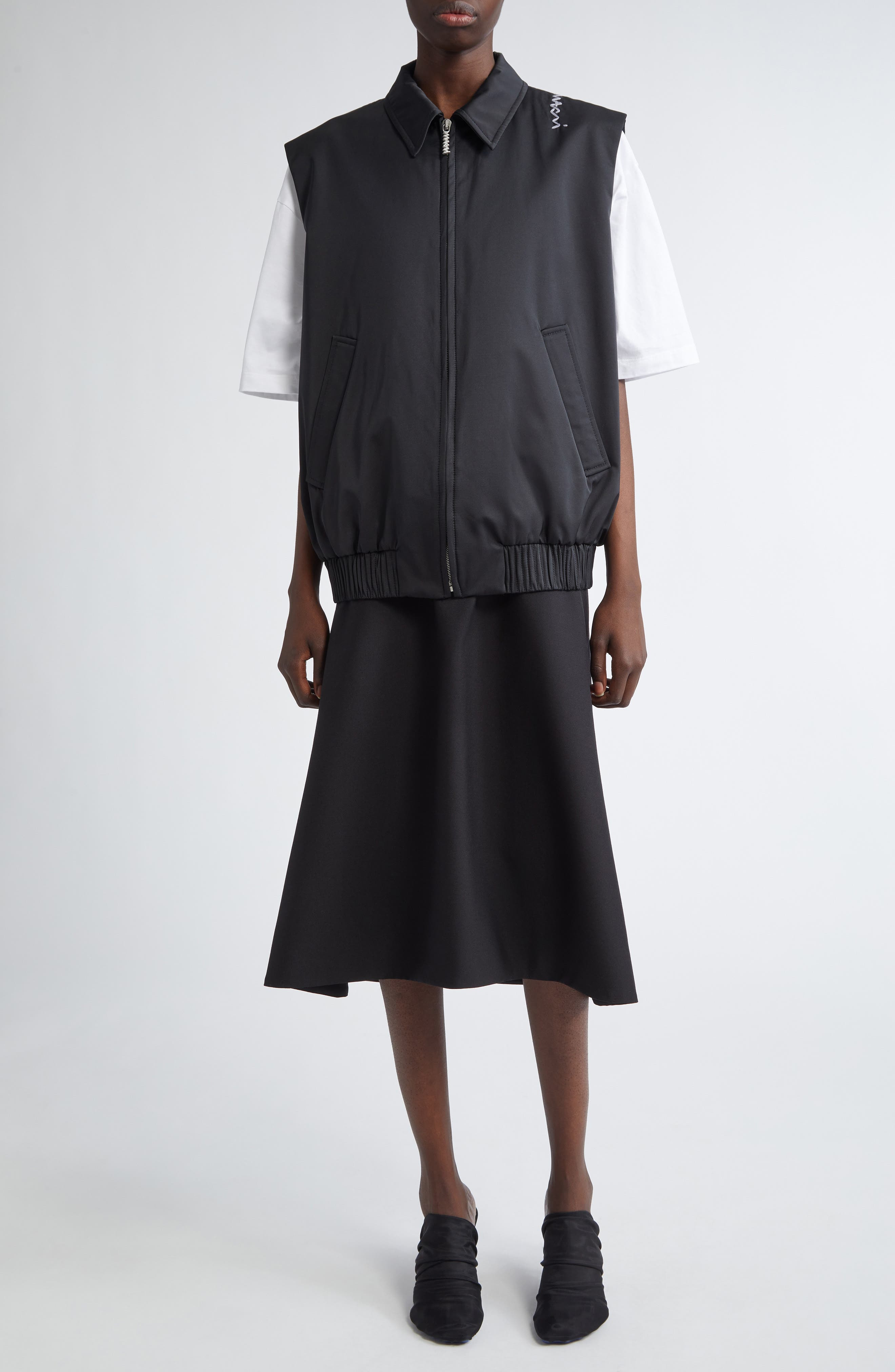 Marni Collared Bomber Vest in Black at Nordstrom - 2